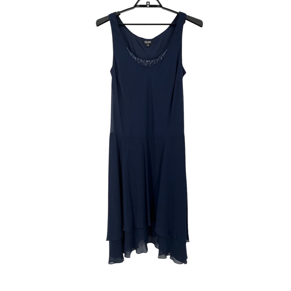 SNLY dress beaded detail chiffon sleeveless blue size 16 - Picture 2 of 6
